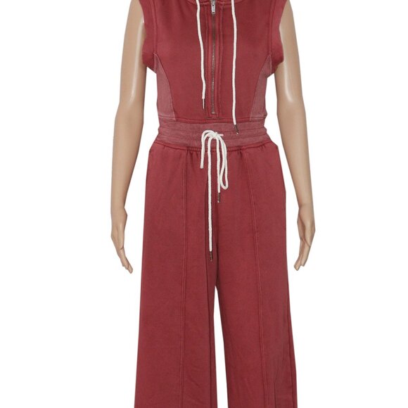 Free People FP Movement Making It Jumpsuit Sleeveless Hoodie Red S - Picture 3 of 9